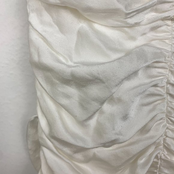 The Sei Strappy Ruched Silk Sleeveless Cocktail Mini Dress Ivory White 2 - Picture 10 of 12